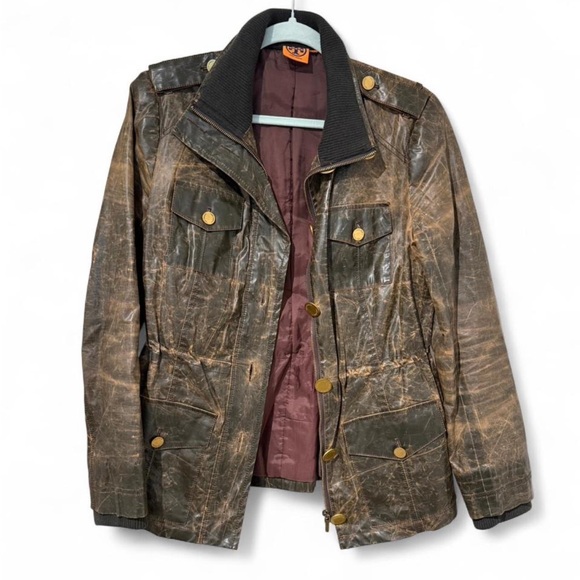 Tory Burch 'Sacher' Brown  Distressed Jacket - Picture 6 of 6